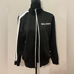 Palm Angels Classic Logo Track Jacket in Black w/White Stripes